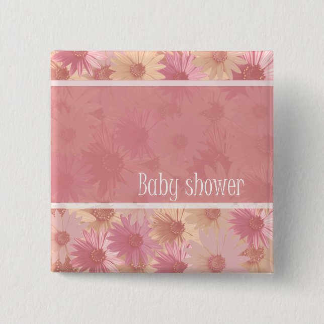 rosa Gänseblümchenknopf der Babyparty Button (Vorderseite)