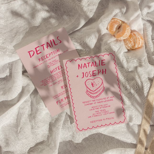 Rosa Ganze in einer Hand gezeichnete Kuchenkraenke Einladung (Von Creator hochgeladen)