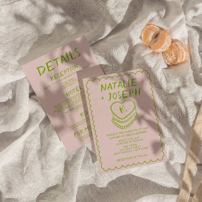 Rosa Ganze in einer Hand gezeichnete Kuchenkraenke Einladung (Von Creator hochgeladen)