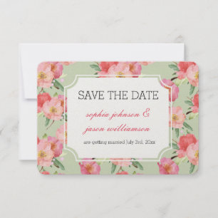 Rosa Garden Blume Aquarell Save the Date Einladung