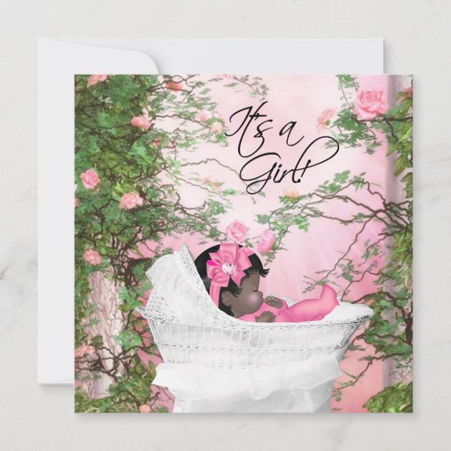 Rosa Garden Kinderdusche Einladung (Vorderseite)