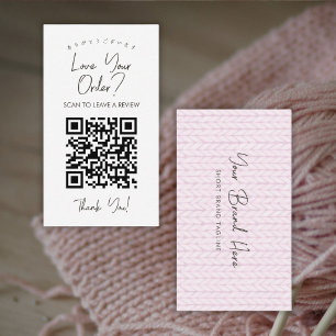 Rosa Garn Strick QR-Code Hinterlasse eine Bewertun Visitenkarte