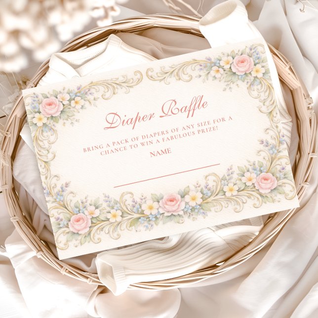 Rosa Garten-Barock-Diaper-Raffle Begleitkarte (Von Creator hochgeladen)