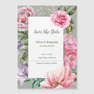 Rosa Garten Florale Hochzeit Magnetische Save the  Magnetkarte