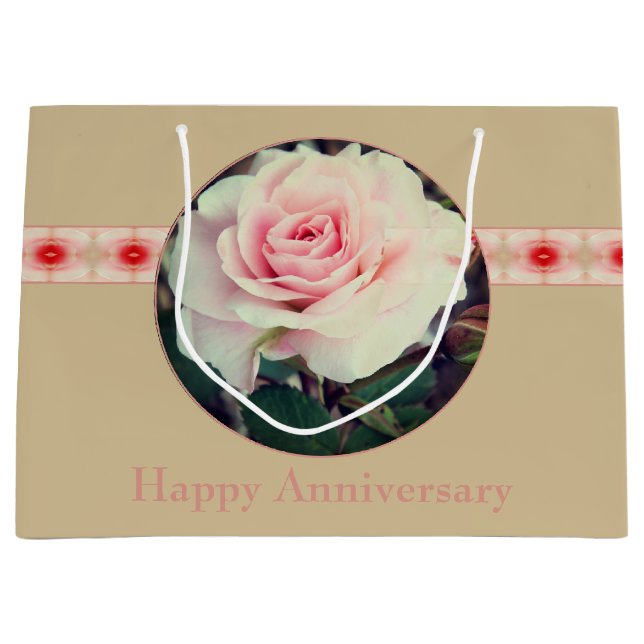 Rosa-Garten-Rose Große Geschenktüte (Vorderseite)