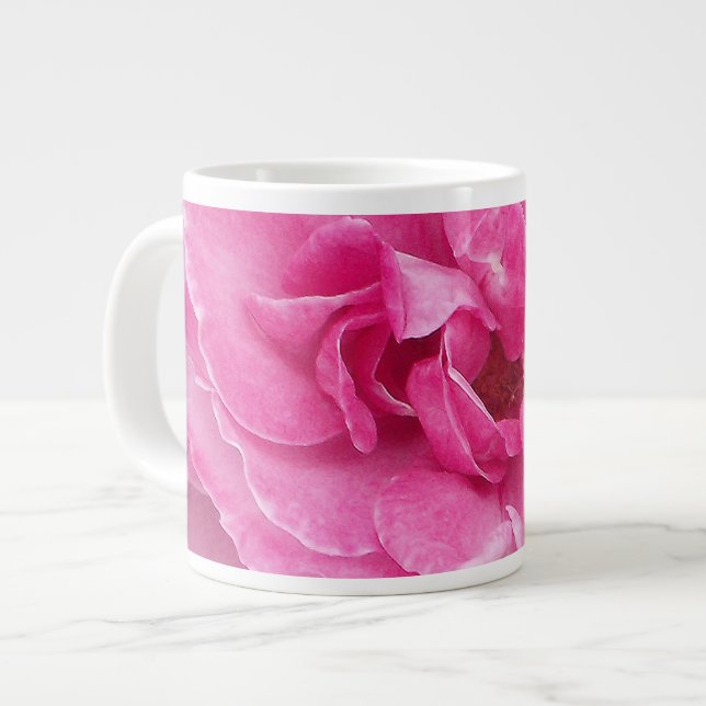 Rosa-Garten-Rose Jumbo-Tasse (Vorderseite Links)