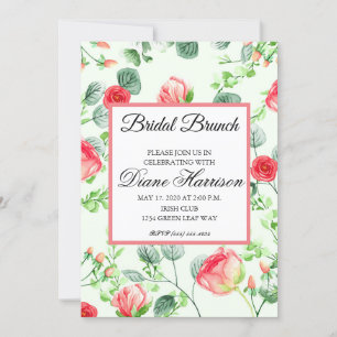 Rosa Garten Wasserfarbe Rose Bouquet Brautparty Einladung