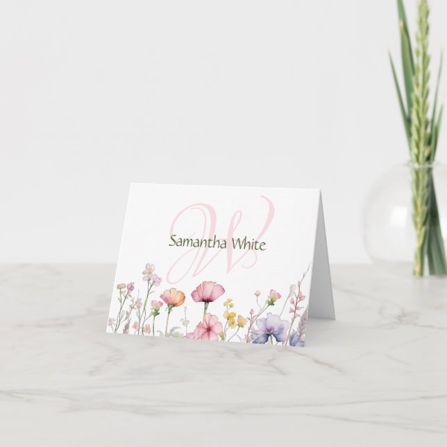 Rosa-Garten-Wasserfarben-Personalisierte Korrespon (Vorderseite)