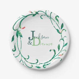 Rosa Garten Wasserfarbenregen Pappteller