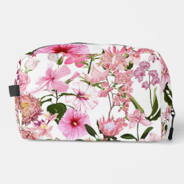 Rosa Gartenanlage und tropische Blume Illustration Waschbeutel