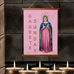 Rosa Gaudete Sonntag BVM Advent Wandteppich Mit Holzrahmen