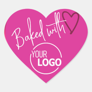 Rosa gebacken mit Liebe hausgemachte Baking-Logo-V Herz-Aufkleber
