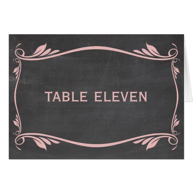 Rosa Geblüht Chalkboard-Tischnummer (Vorderseite (Horizontal))