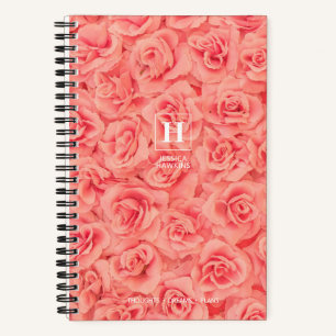 Rosa Gebundete Rose Klassisches Monogramm Notizbuch