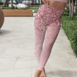 Rosa gebürsteter Glitzer Leggings<br><div class="desc">Das Design der schicken und hübsch rosa funkelnden Leggings auf einem rot-rosa gebürsteten metallischen Hintergrund.</div>