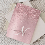 Rosa gebürsteter Glitzer Monogramm Name iPad Mini Hülle<br><div class="desc">Dieses schicke Design mit hübschem,  schwarz-rosa funkelndem Glitzer auf einem schwarz-rosa gebürsteten metallischen Hintergrund verleiht diesem schicken Pad-Cover eine ganz besondere Note.</div>