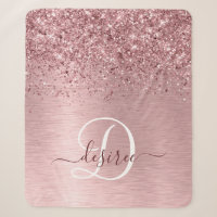 Rosa gebürsteter Glitzer Monogramm Name