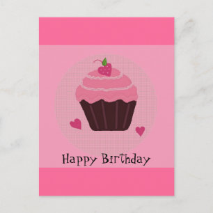 Rosa Geburtstag-Cupcake Postkarte