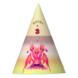Rosa Geburtstags-Drachen-Partyhut Partyhütchen