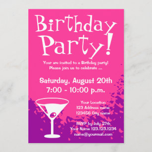 Rosa Geburtstags-Party Einladungen   Gewohnheit