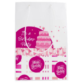 Rosa Geburtstagsfeier Mittlere Geschenktüte
