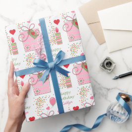 Rosa Geburtstagsgeschenke Herz Personalisiert Geschenkpapier