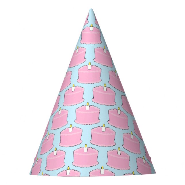 Rosa Geburtstagstorte Partyhütchen (Vorderseite)