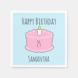 Rosa Geburtstagstorte Serviette