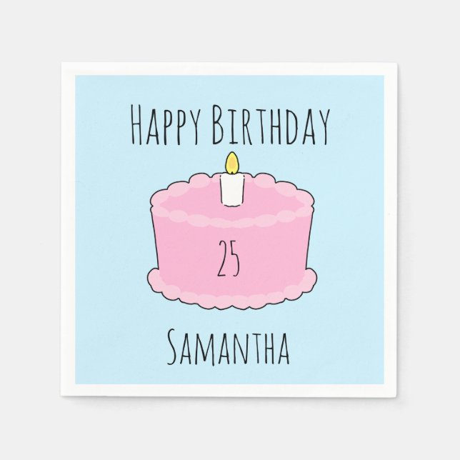 Rosa Geburtstagstorte Serviette (Vorderseite)