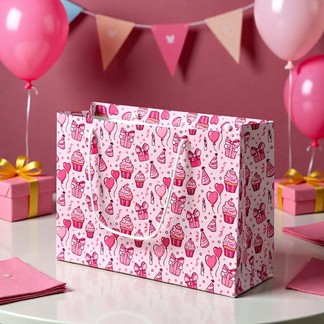 Rosa Geburtstagstüte mit Cupcakes Große Geschenktüte (Von Creator hochgeladen)