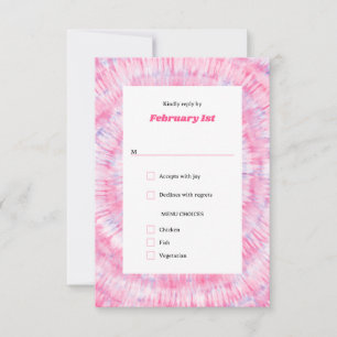 Rosa Gefärbte Krawatte Bat Mitzvah Response Card Einladung