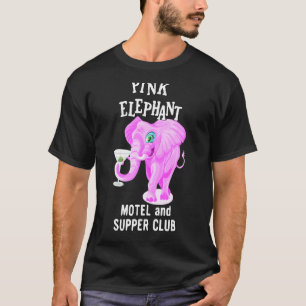 Rosa gefärbter Elefant mit Martini-Glas T-Shirt