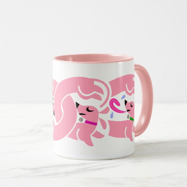 Rosa gefleckte Dackeln Tasse (VorderseiteRechts)