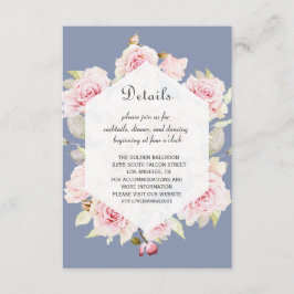 Rosa geflorale Geometrie Dusty Blue Wedding Detail Begleitkarte