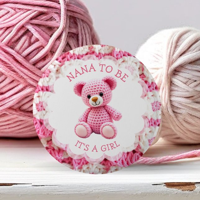 Rosa gehäkelter Teddybär | Nana to Be Button (Von Creator hochgeladen)