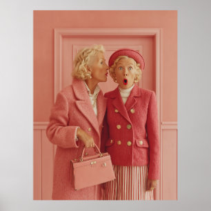 Rosa Geheimnisse und überraschter Stil Poster