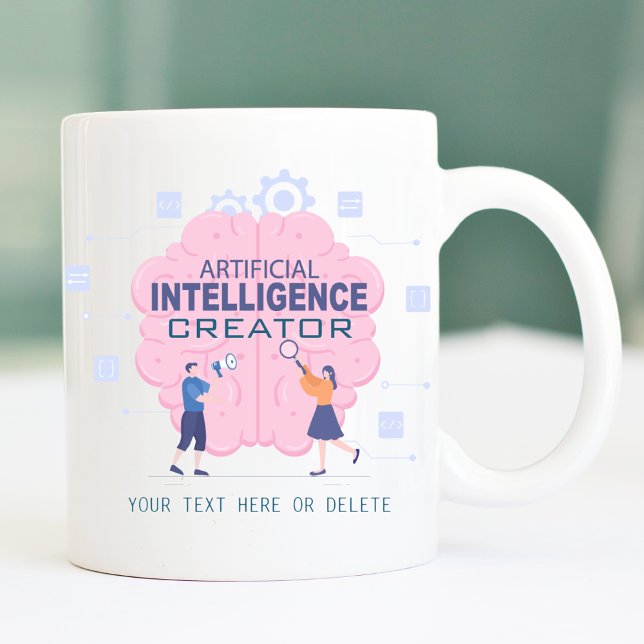 Rosa Gehirndarstellung Künstliche Intelligenz Kaffeetasse (Von Creator hochgeladen)