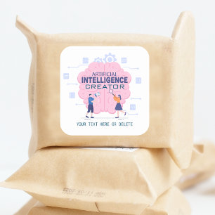 Rosa Gehirndarstellung Künstliche Intelligenz Quadratischer Aufkleber