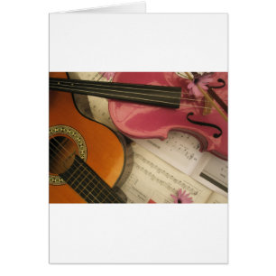 Rosa Geige und Gitarre