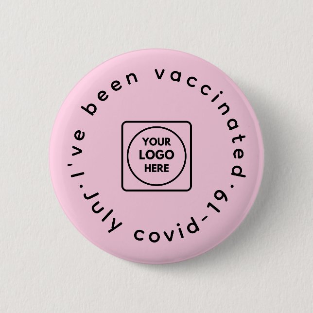 Rosa geimpftes Logo | Modernes Covid-19-Bewusstsei Button (Vorderseite)