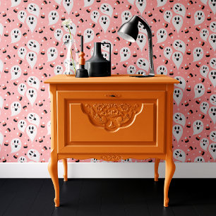 Rosa Geist und Candy Corn Halloween Tapete