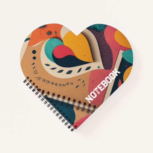 Rosa, gelb, blaues Herz Notizbuch (Vorderseite)