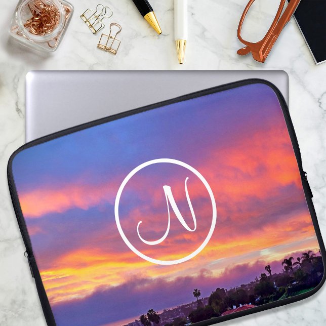 Rosa gelb-blaues Sonnenuntergang Foto, fett Laptopschutzhülle (Von Creator hochgeladen)