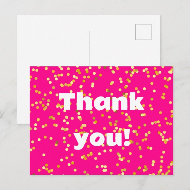 Rosa gelb Danke Postkarte (Vorne/Hinten)
