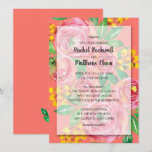 Rosa, gelb, florale Hochzeiten in Korallen laden e