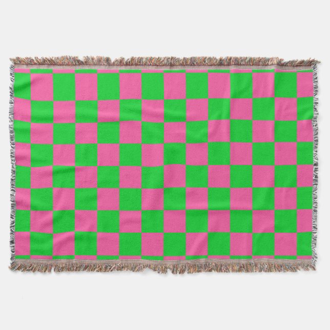 rosa Gelb gekreuztes Karo-Muster Decke (Vorderseite)