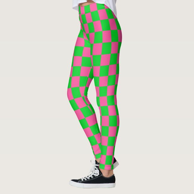 rosa Gelb gekreuztes Karo-Muster Leggings (Von Creator hochgeladen)
