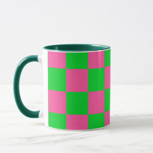 rosa Gelb gekreuztes Karo-Muster Tasse