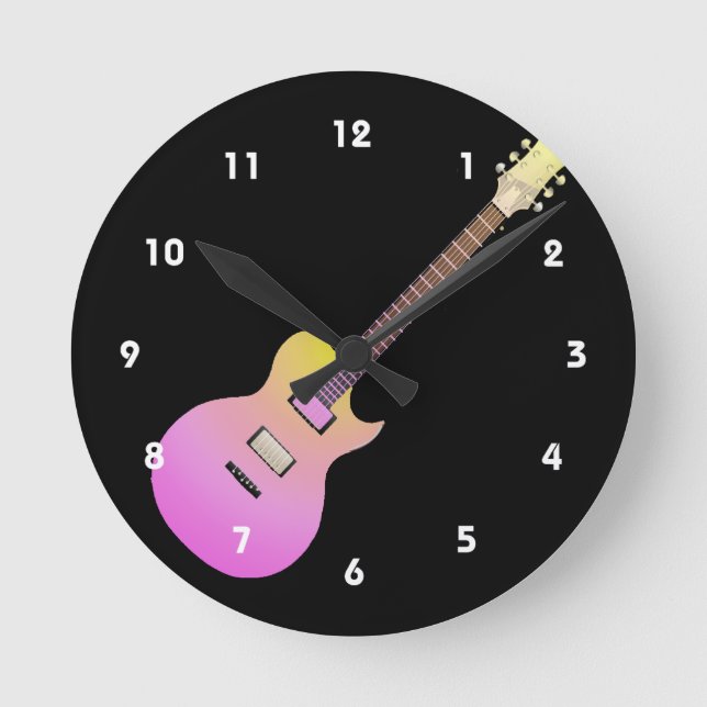 rosa Gelb gradient.png der E-Gitarre Runde Wanduhr (Vorderseite)