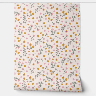 Rosa Gelb Grandmillennial Ditsy Floral Tapete